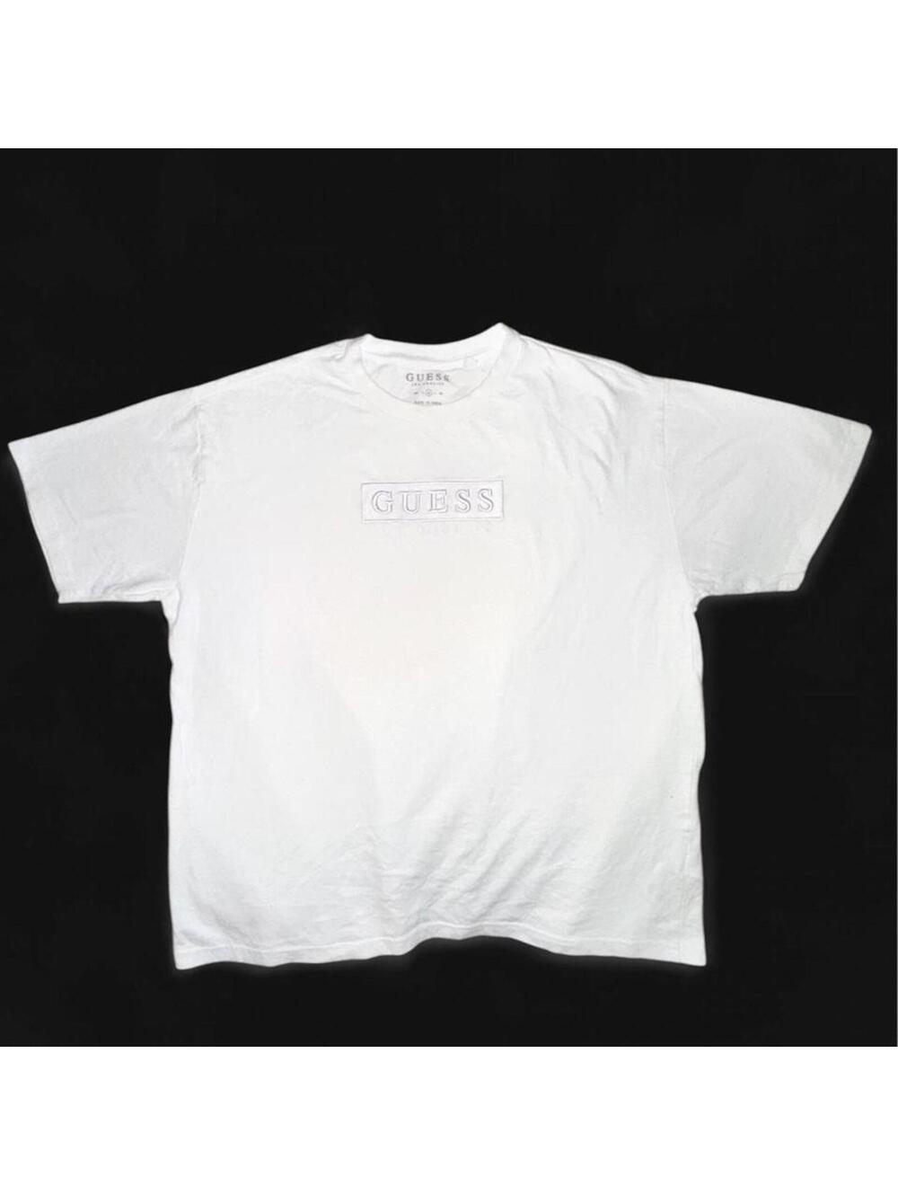 Guess Los Angeles Embroidered Logo Tee White Minimalist Streetwear